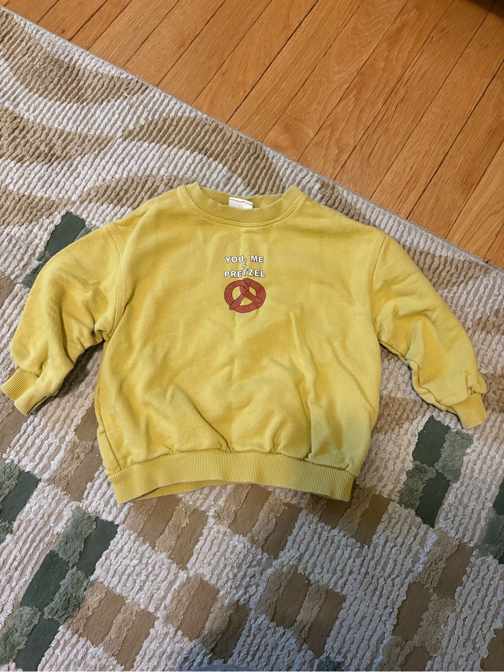 Yellow 'You, Me Pretzel' Crewneck Sweatshirt